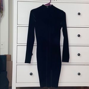 A velvet bodycon long sleeve turtle neck dress
